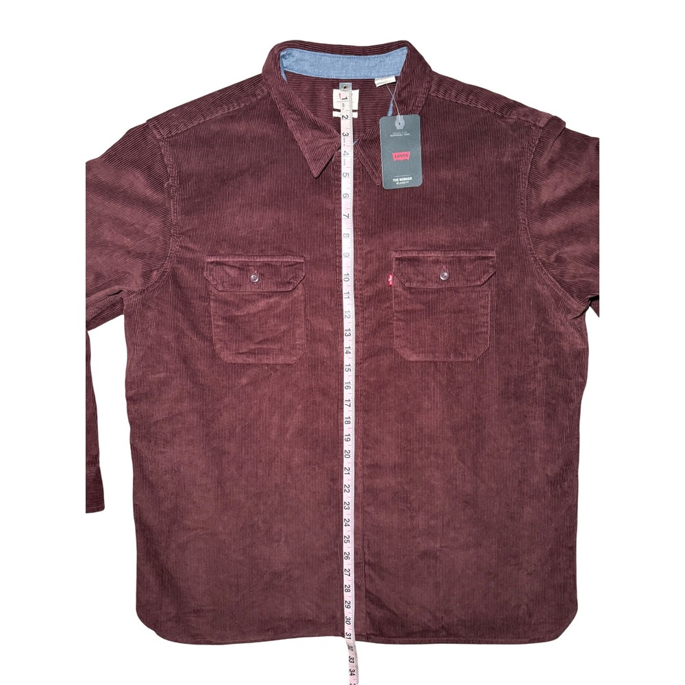 Levi's The Worker Relaxed Fit Corduroy Shirt Mens XL Burgundy NWT - Picture 8 of 9